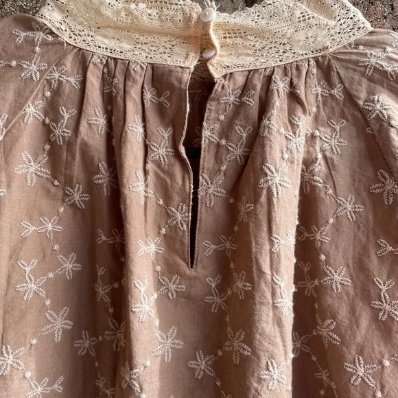 Zara midnight macaroon Eva flower embro long sleeves blouse, size Small - Picture 5 of 8